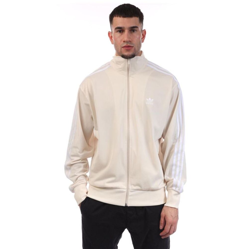 Adidas Mens Firebird 3 Stripes Polyester Full Zip Loose Fit Track Top / White